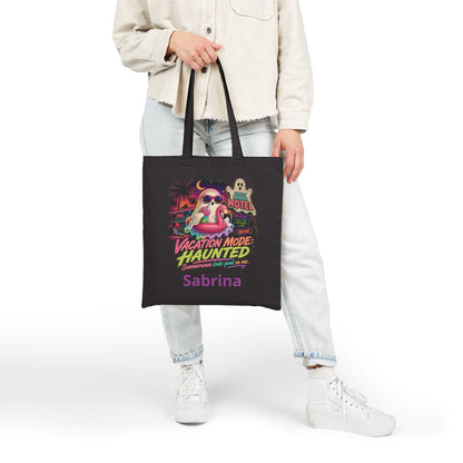 Vacation Mode Haunted Tote Bag | Retro Ghost Motel Beach Illustration