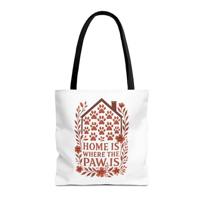 Home is Where the Paw Is Tote Bag | Pet Lover Gift, Floral Design, Animal Lover Accessory, Eco-Friendly Shopping Bag, Dog Mom Tote