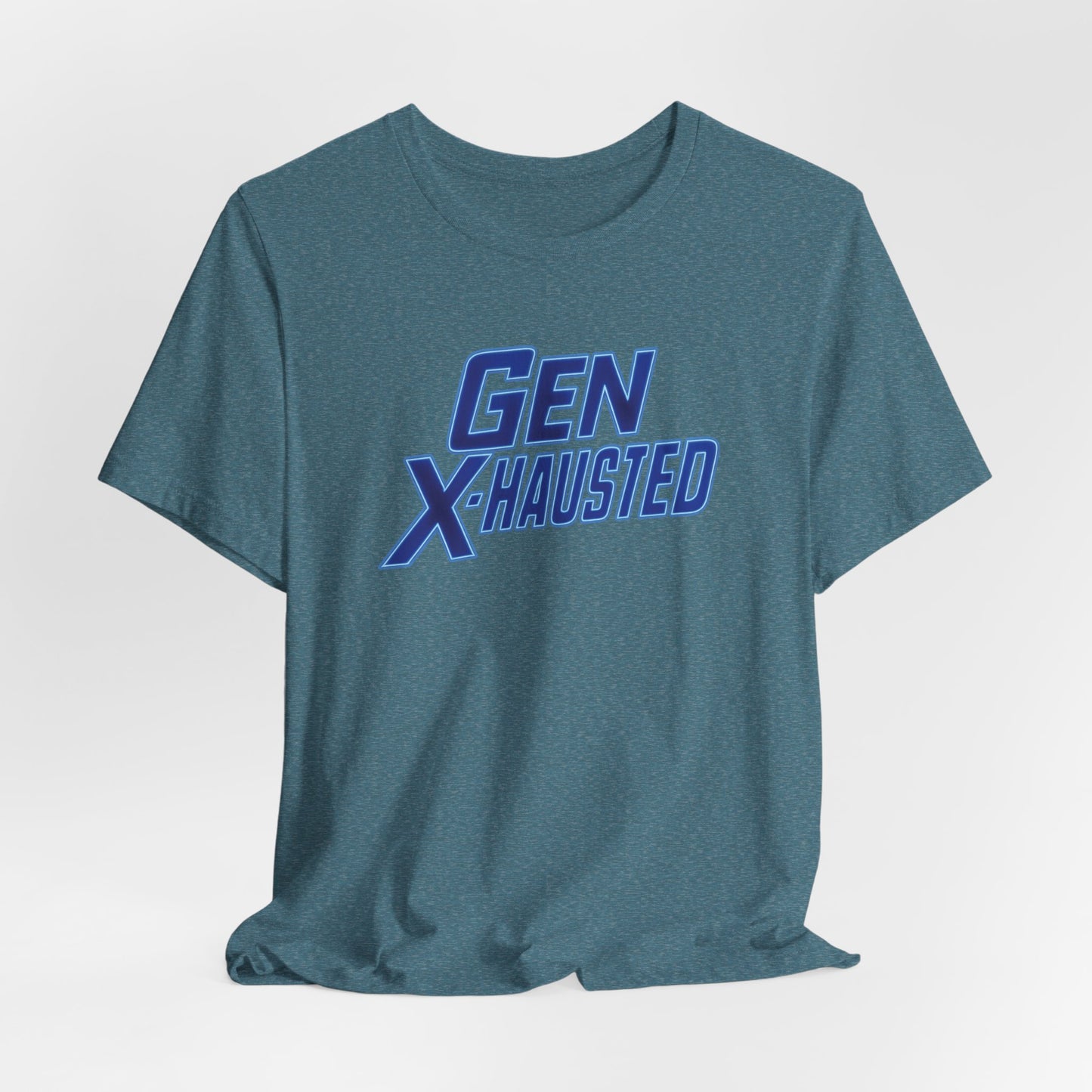 Gen X-Hausted Unisex Tee - Retro Humor Tee, Gift for Gen X, Casual Wear, Trendy Graphic Shirt, Unique Meme Apparel
