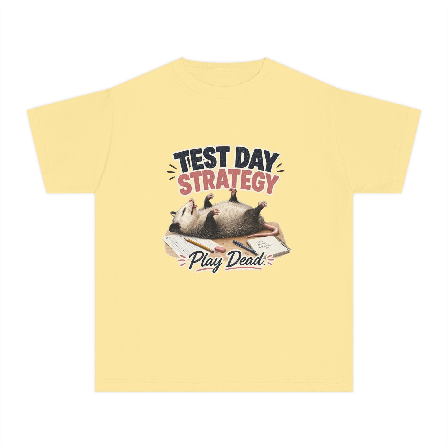 Test Day Strategy Play Dead Youth Tee | Possum Illustration, Back-to-School