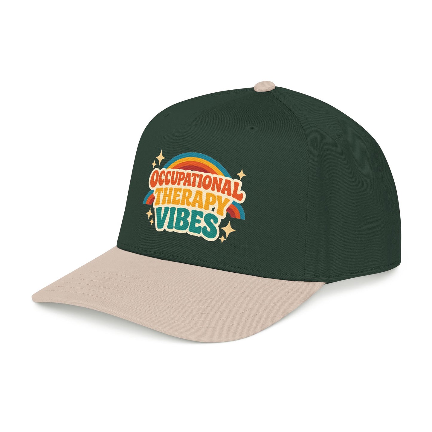 Occupational Therapy Vibes Cap | Retro Rainbow Mid Profile Baseball Cap