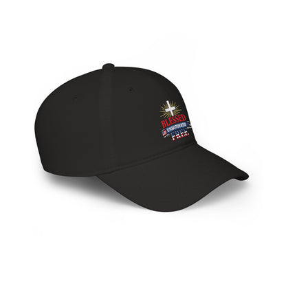 Blessed Unbothered Free cross baseball cap | Christian Hat patriotic design