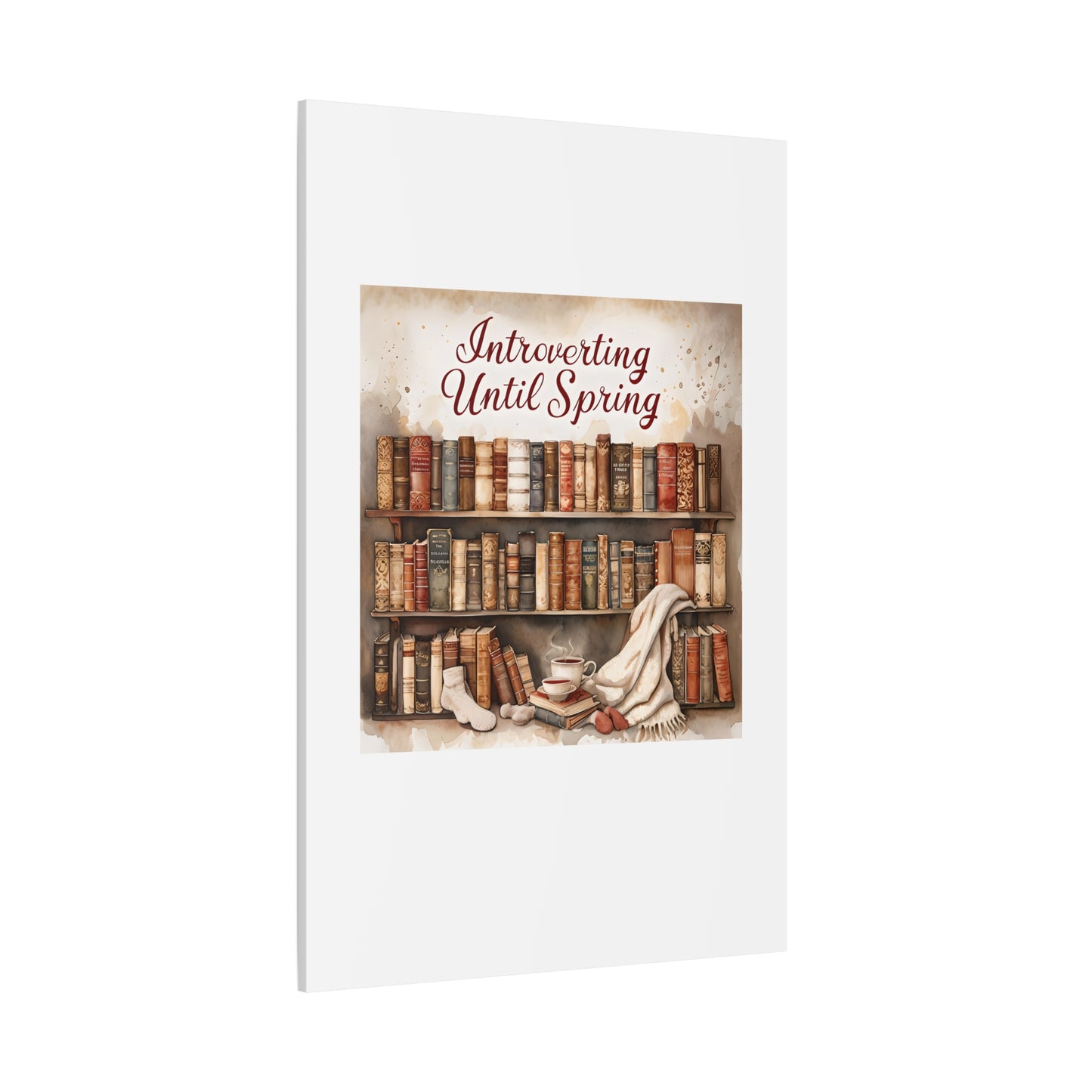 Cozy Wall Art, Introverting Until Spring Quote, Home Decor, Book Lover Gift, Spring Decor, Library Aesthetic
