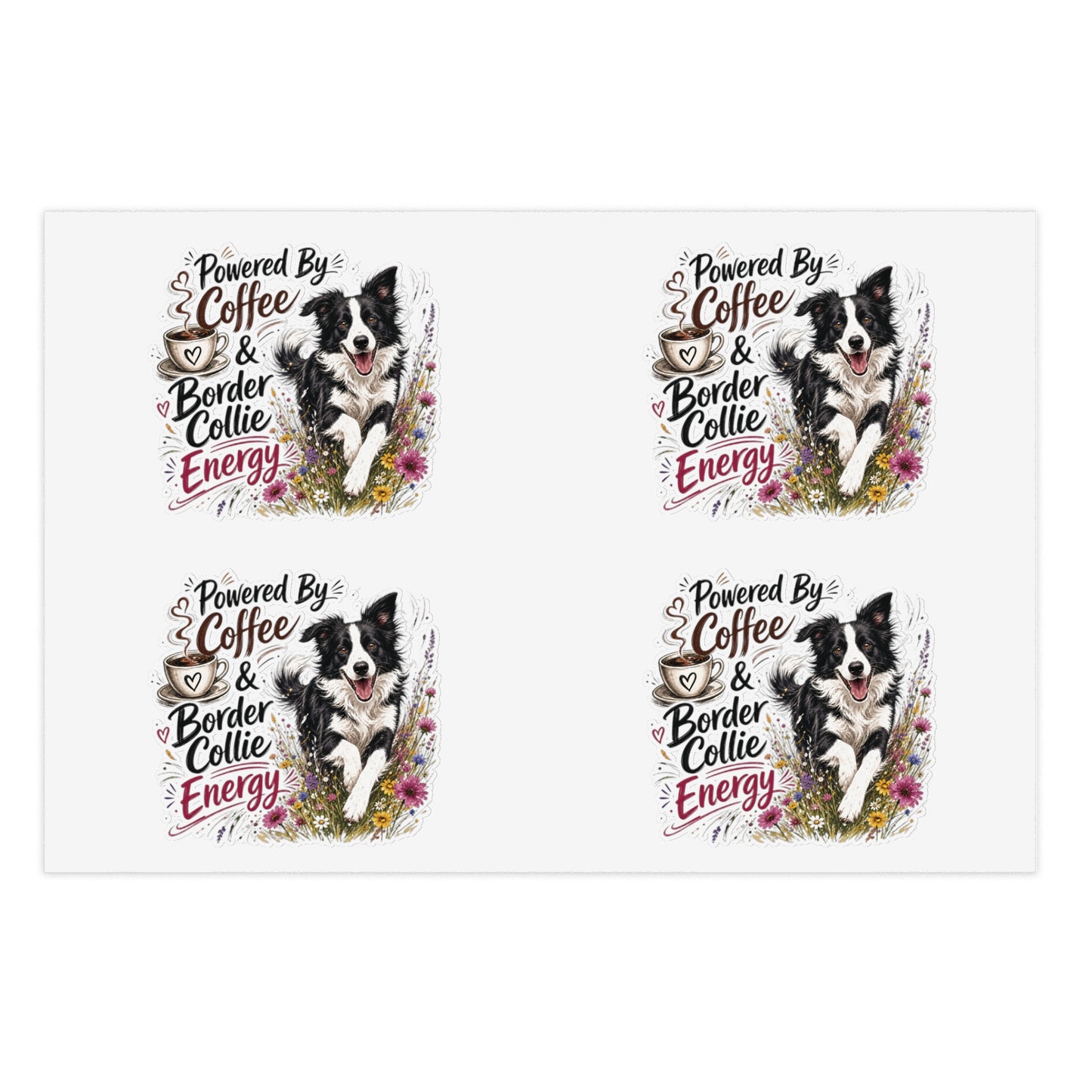 Powered by Coffee & Border Collie Energy Sticker Sheet | Dog Lover Planner Stickers