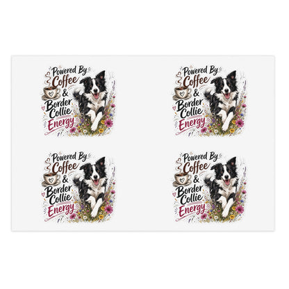 Powered by Coffee & Border Collie Energy Sticker Sheet | Dog Lover Planner Stickers