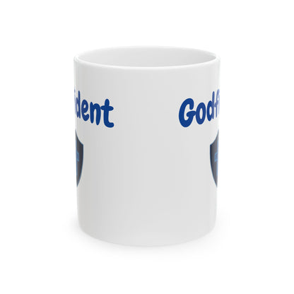 Godfident Christian Faith Ceramic Mug, Inspirational Coffee Cup for Believers, Religious Gift, Pastor, Church Kitchen Decor, Tea Mug