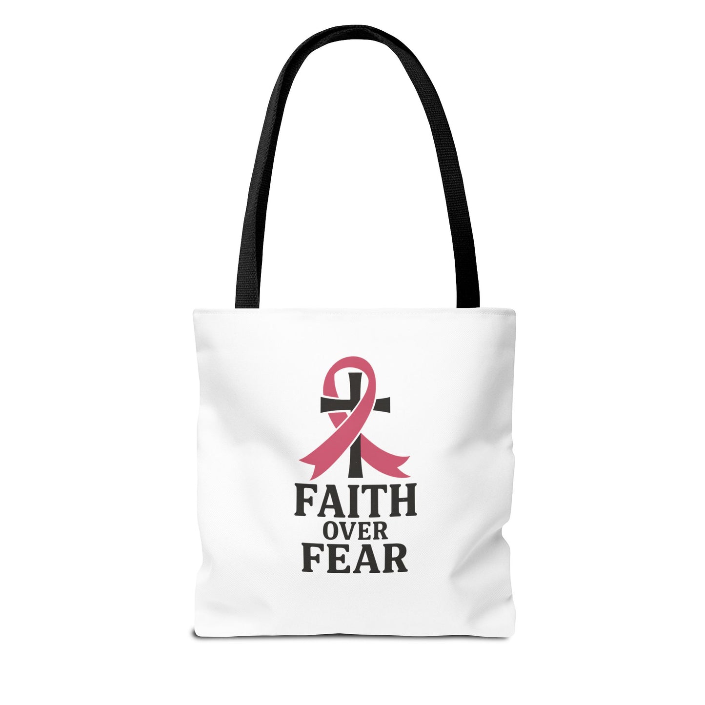Faith Over Fear Tote Bag, Inspirational Gift for Cancer Awareness, Motivational Tote, Breast Cancer Support, Daily Use Bag