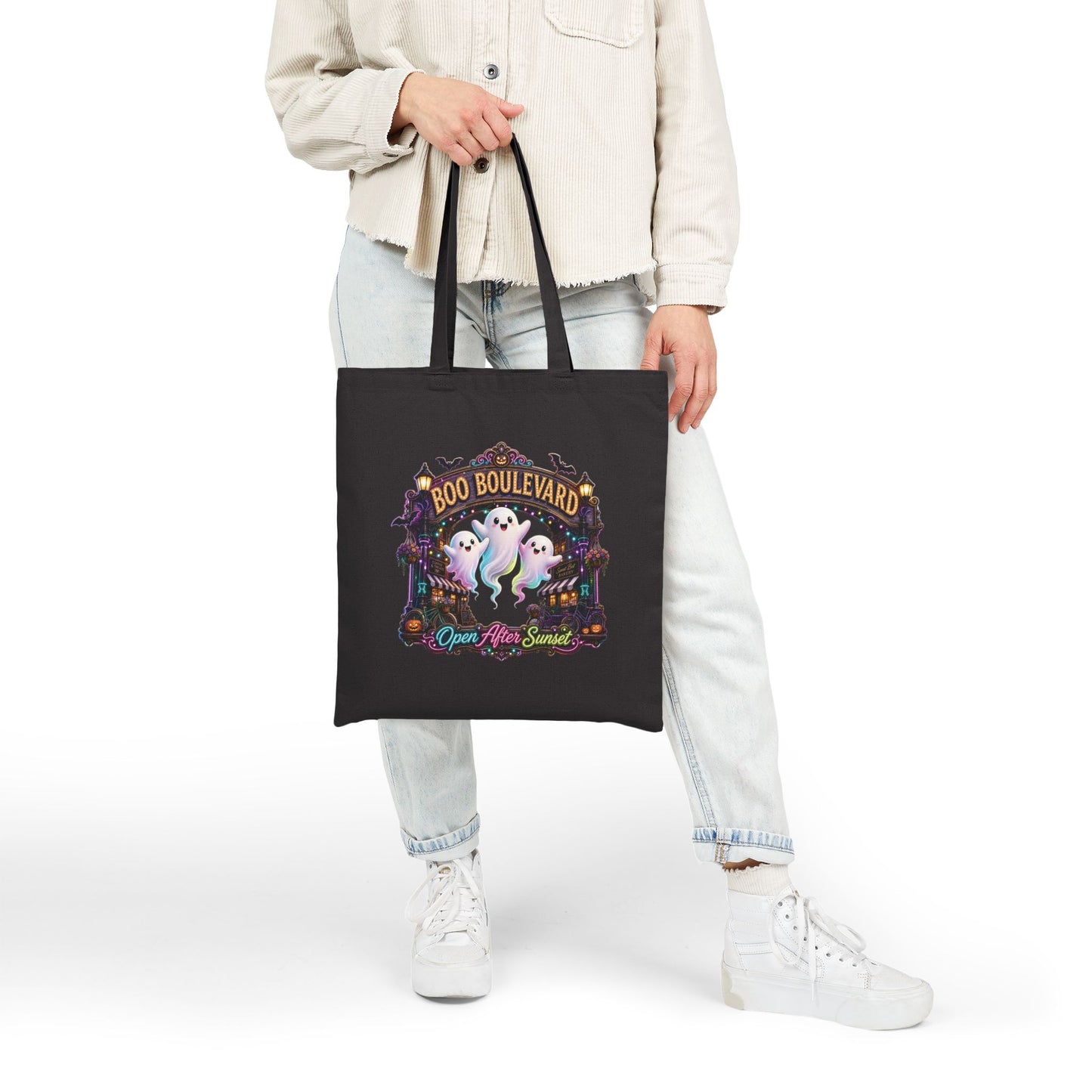 Boo Boulevard Ghosts Tote Bag | Halloween Trick-or-Treat Canvas Tote