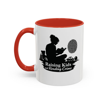 Raising Kids and Reading Crime Mug | Accent Coffee Mug