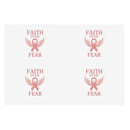 Empowering Sticker Sheets for Hope and Inspiration, Motivational Décor, Faith Over Fear, Breast Cancer Awareness