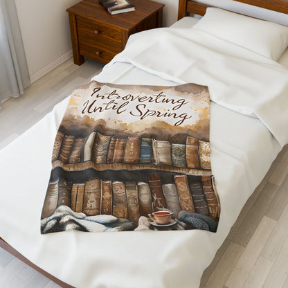 Cozy Book Lover's Velveteen Plush Blanket | Introverting Until Spring | Perfect for Cozy Reading Nooks, Gift for Readers, Home Decor, [...]