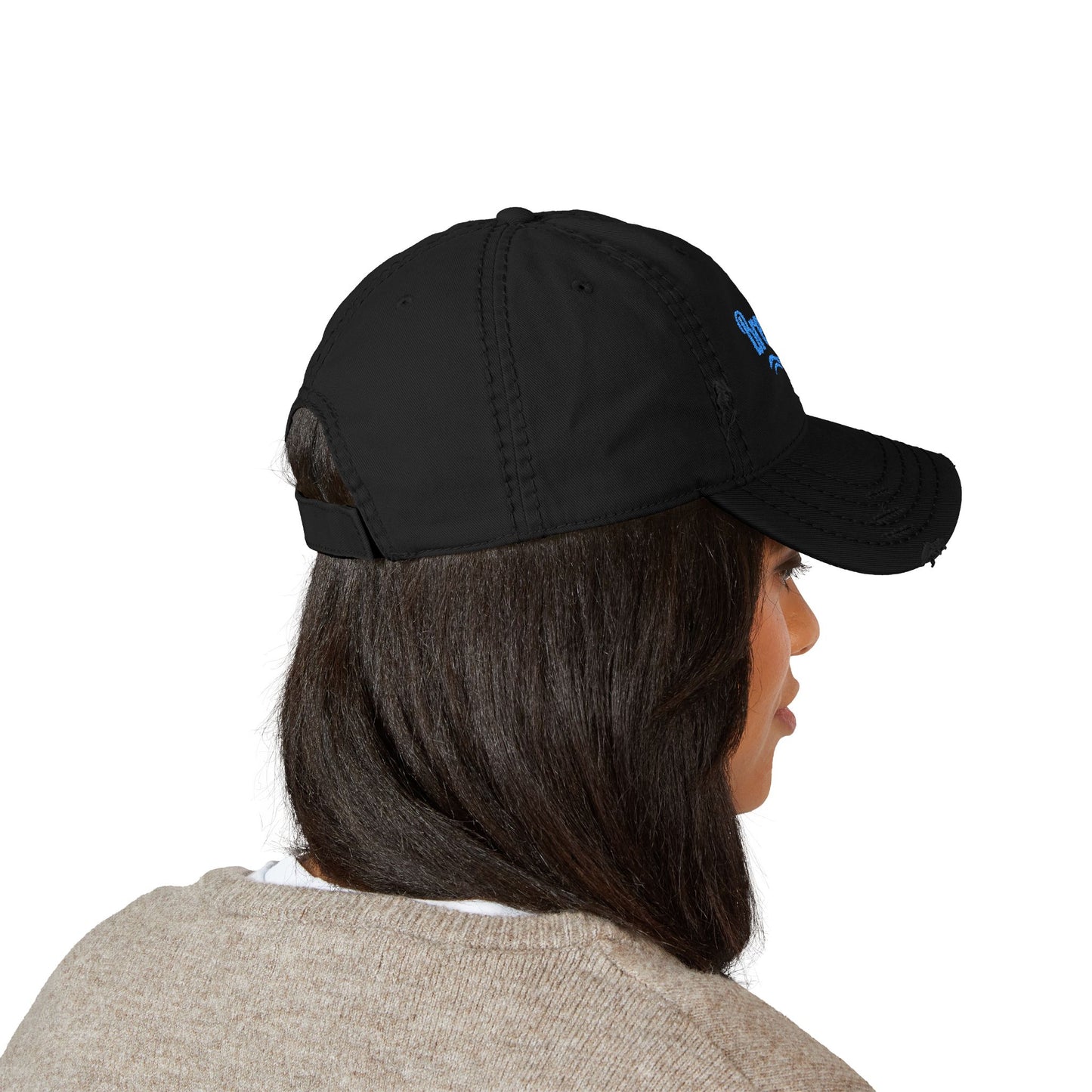 Embroidered "Breathe" Distressed Hat, Mental Health Motivation, Unisex Baseball Cap, Distressed Design, Breathable Headwear