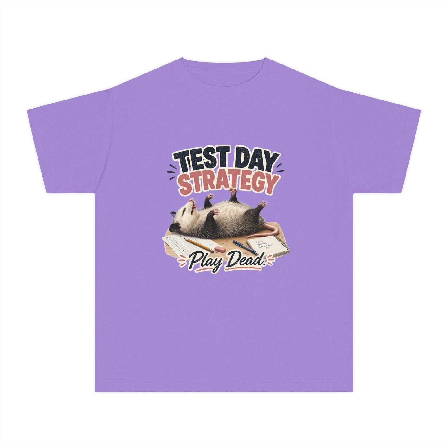 Test Day Strategy Play Dead Youth Tee | Possum Illustration, Back-to-School