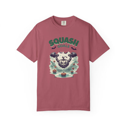 Halloween Fitness T-Shirt, Squash Goals Tee, Pumpkin Workout Shirt, Spooky Gym Wear, Fall Exercise Top, Unisex Apparel