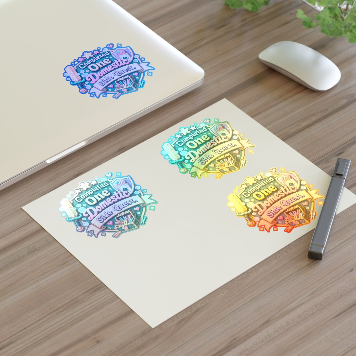 Completed One Domestic Side Quest Sticker Sheet | Cute Achievement Badge Stickers