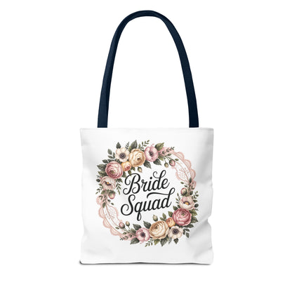 Bride Squad Tote Bag | Floral Wreath, Custom Name Option