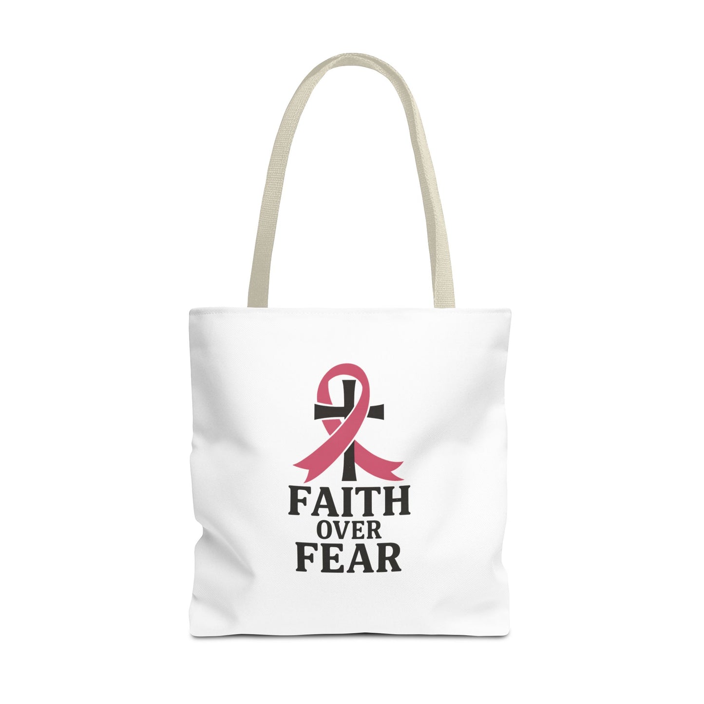 Faith Over Fear Tote Bag, Inspirational Gift for Cancer Awareness, Motivational Tote, Breast Cancer Support, Daily Use Bag