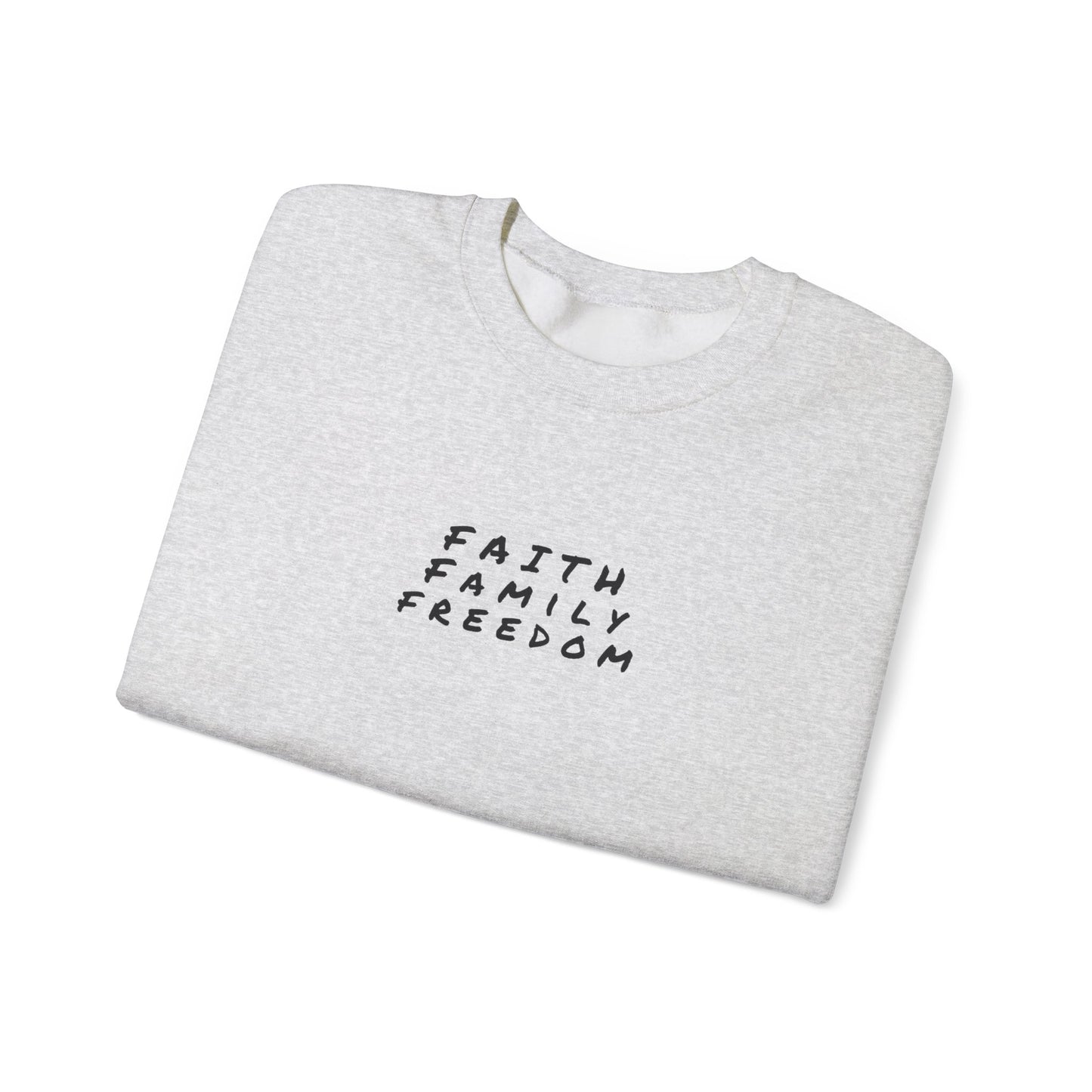 Faith Family Freedom Sweatshirt, Christian Sweatshirt, Religious Apparel, Inspirational Jumper, Religious Gift for Him/Her, Cozy Sweatshirt