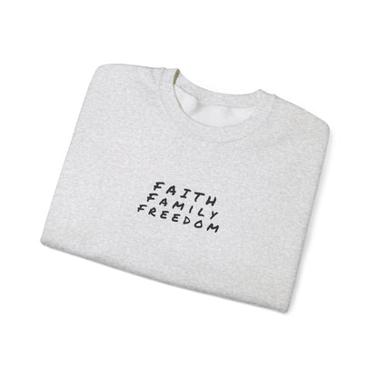 Faith Family Freedom Sweatshirt, Christian Sweatshirt, Religious Apparel, Inspirational Jumper, Religious Gift for Him/Her, Cozy Sweatshirt