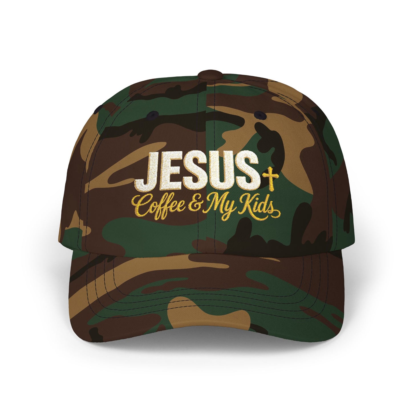 Jesus Coffee & My Kids Dad Cap | Christian Faith Hat, Embroidered Scripture