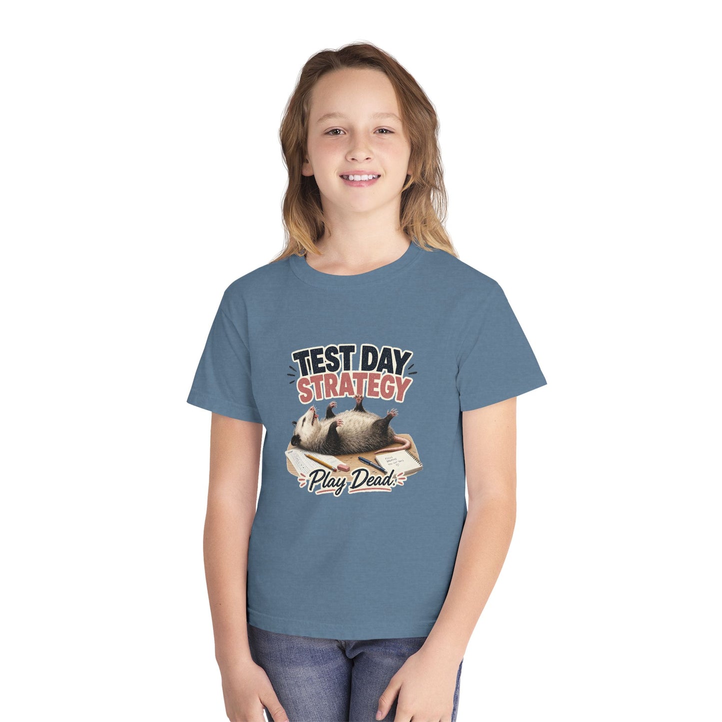 Test Day Strategy Play Dead Youth Tee | Possum Illustration, Back-to-School