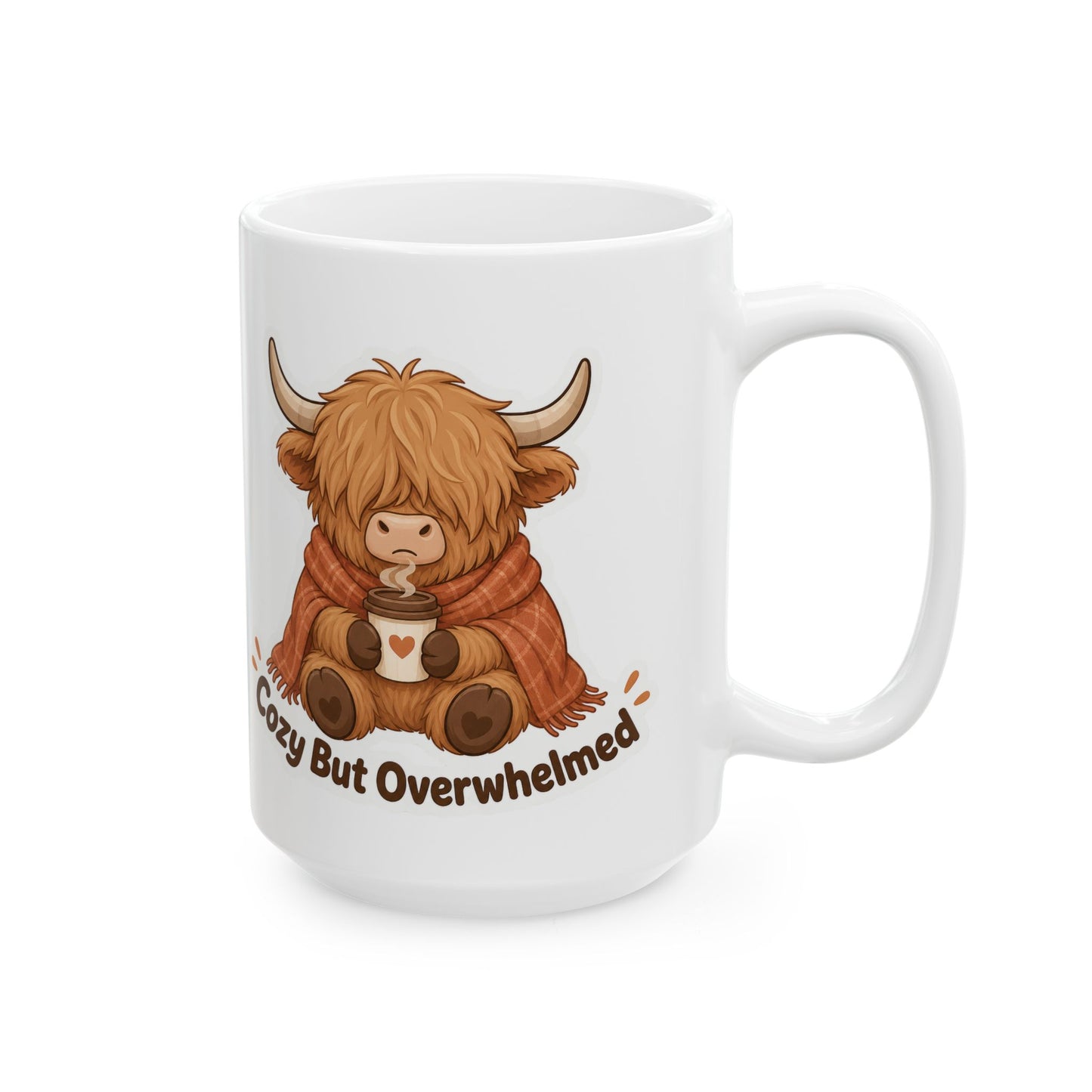 Cozy But Overwhelmed Highland Cow Mug | Ceramic Coffee Tea Cup