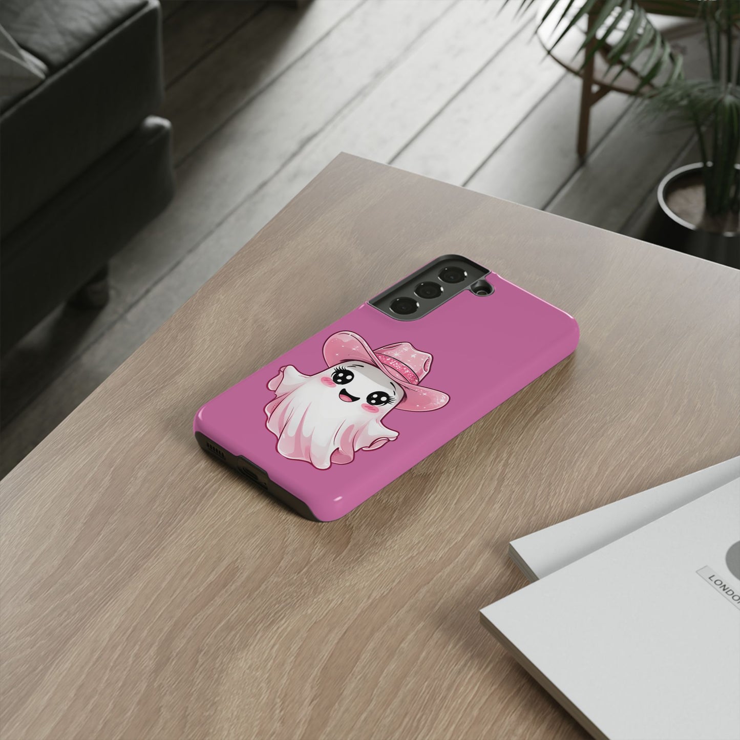 Cute Ghost Phone Case - Fun, Whimsical, Kawaii, Halloween, Gift Idea, Pink Ghost Design