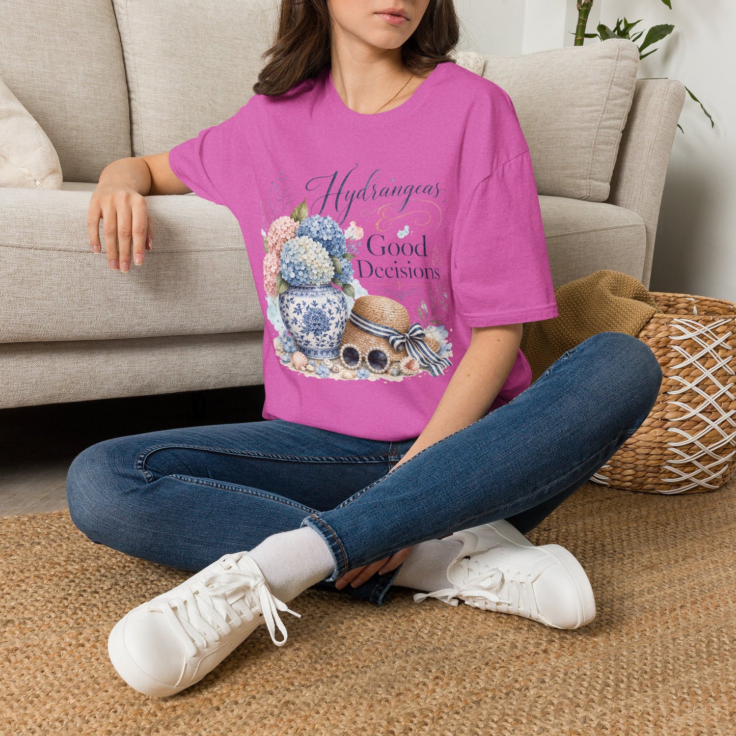 Hydrangeas & Good Decisions T-Shirt | Floral Hydrangea Design