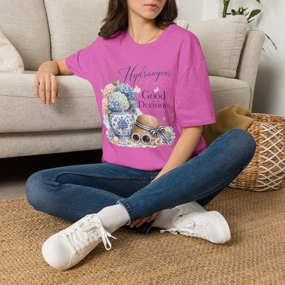 Hydrangeas & Good Decisions T-Shirt | Floral Hydrangea Design