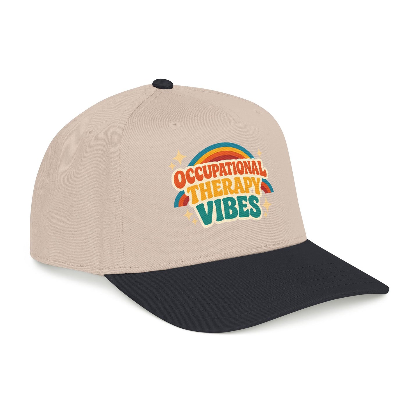 Occupational Therapy Vibes Cap | Retro Rainbow Mid Profile Baseball Cap