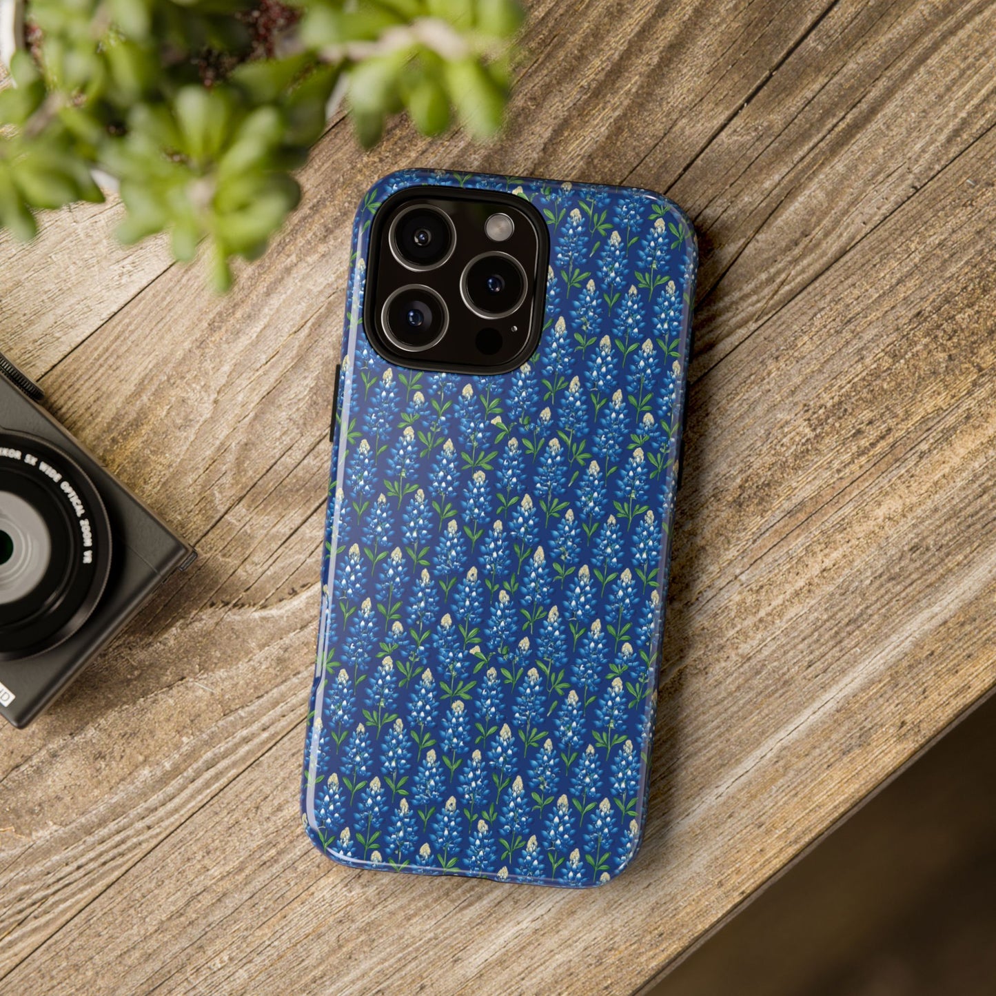 Phone Case, Texas Bluebonnet Tough Case, Navy Floral Phone Cover, Protective iPhone Case, Samsung Galaxy Case, Texas Wildflower Gift