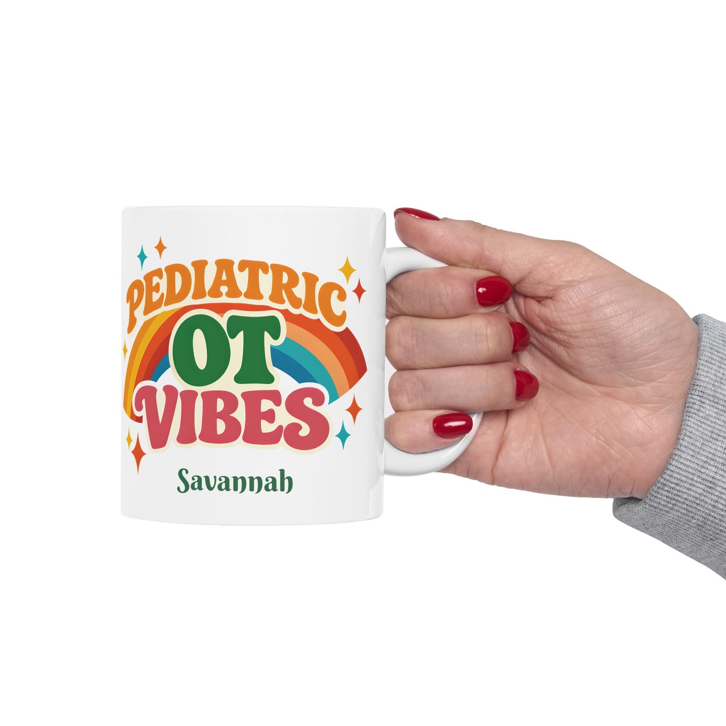 Pediatric OT Vibes Retro Personalized Mug | Custom Name Coffee Cup