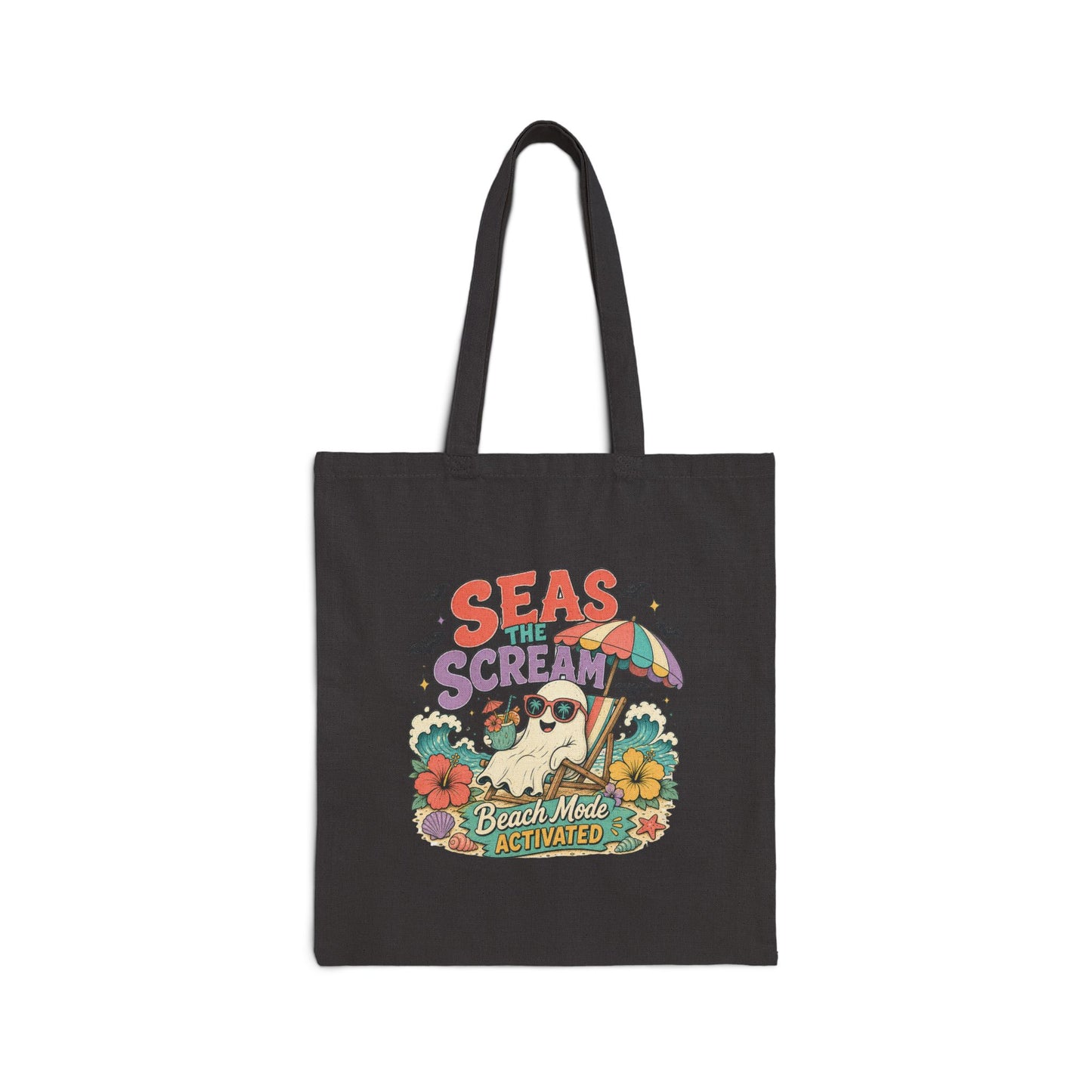Seas the Scream beach pug illustration Tote Bag | personalized name option