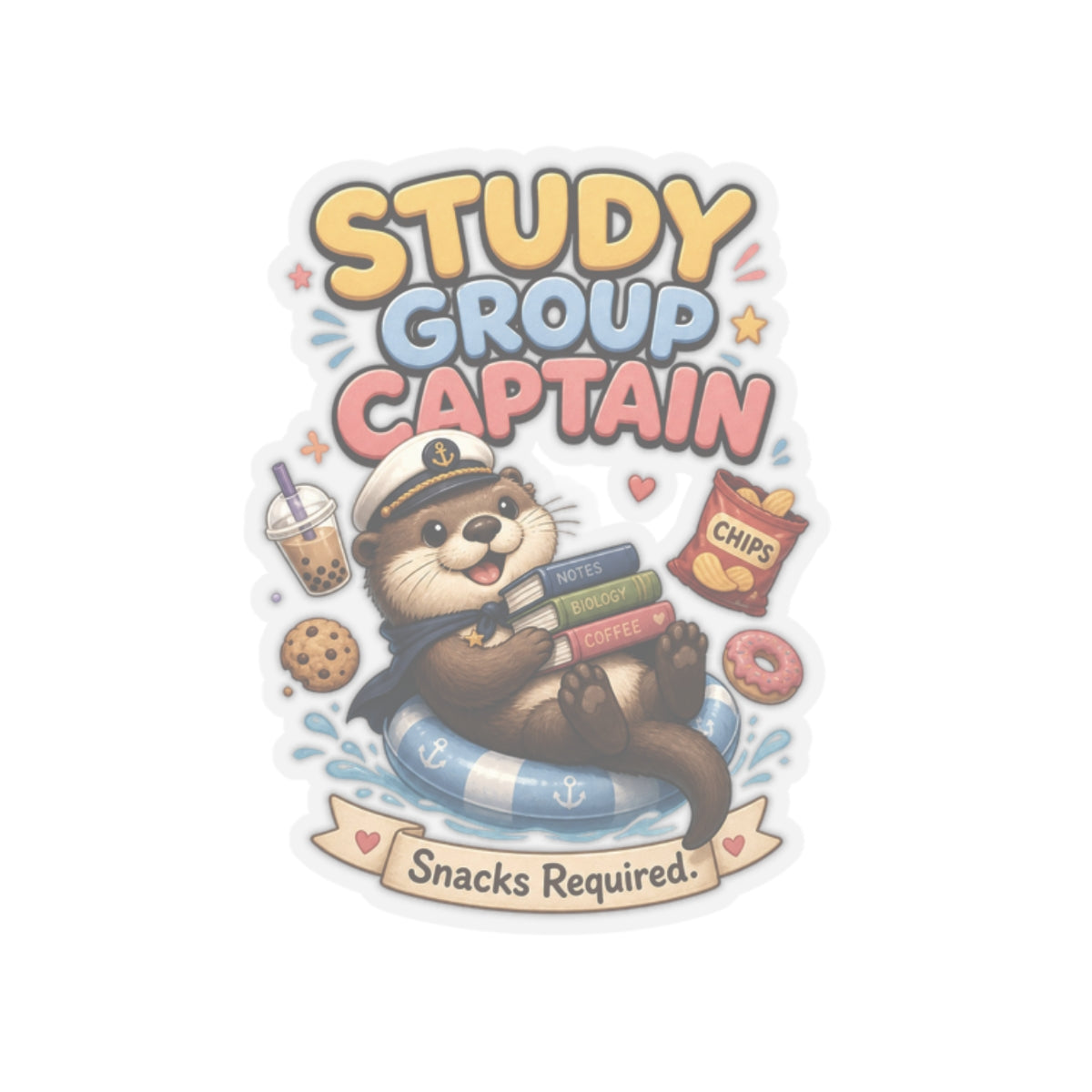 Study Group Captain Sticker | Otter with Snacks Kiss-Cut Sticker