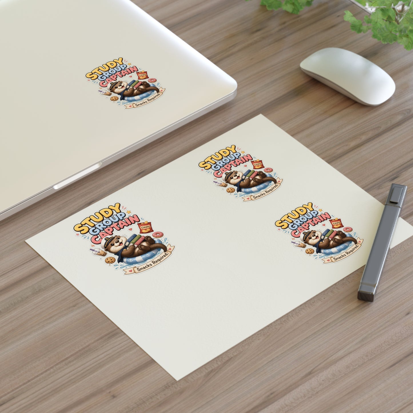 Study Group Captain Otter Sticker | Otter with Snacks Kiss-Cut Sticker