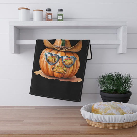 Festive Taco Lover's Tea Towels, Gourd Bless Tacos Kitchen Decor, Fall Kitchen Gift, Funny Halloween Homeware, Pumpkin Art Towels