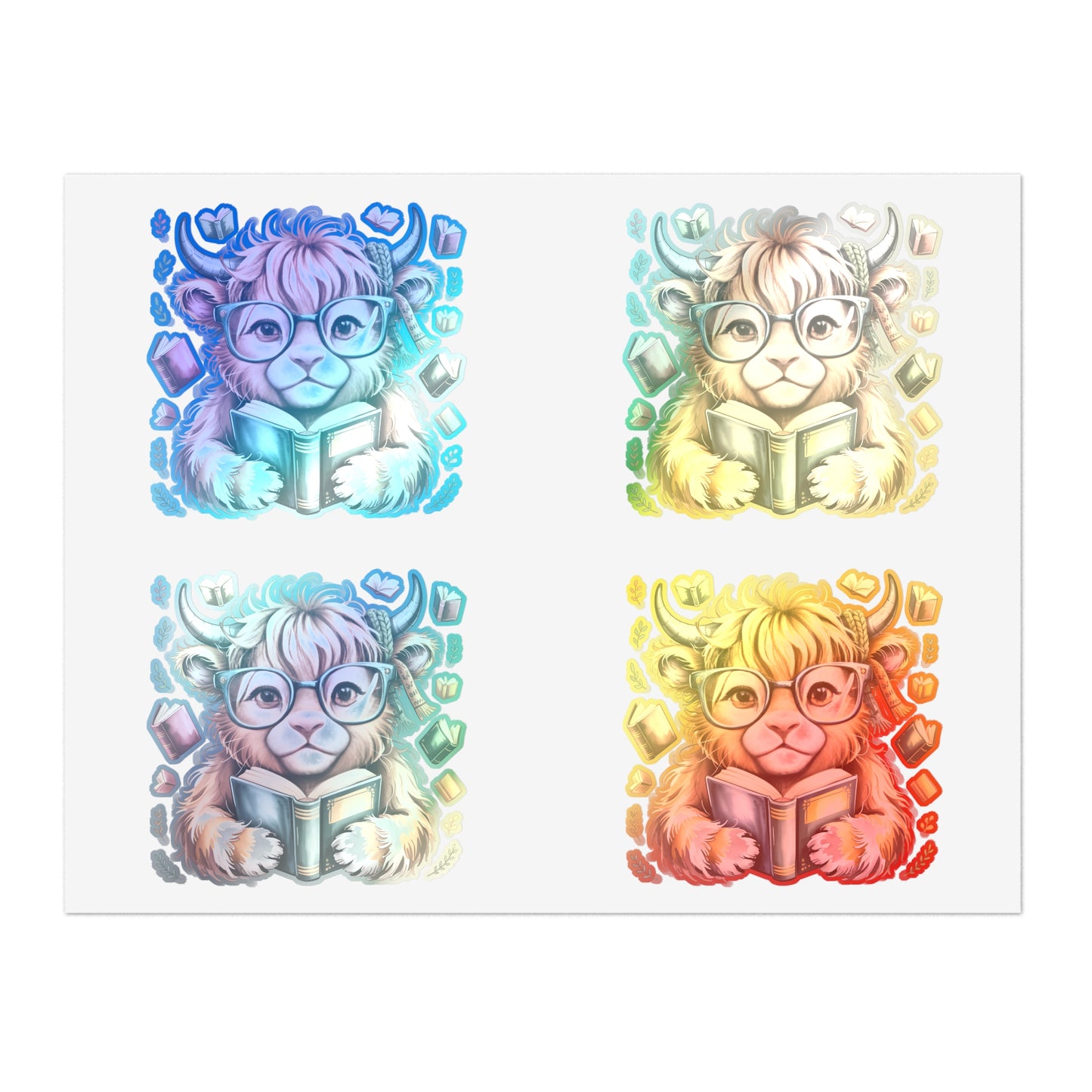 Reading Highland Cow Sticker Sheet | Cute Bookish Stickers