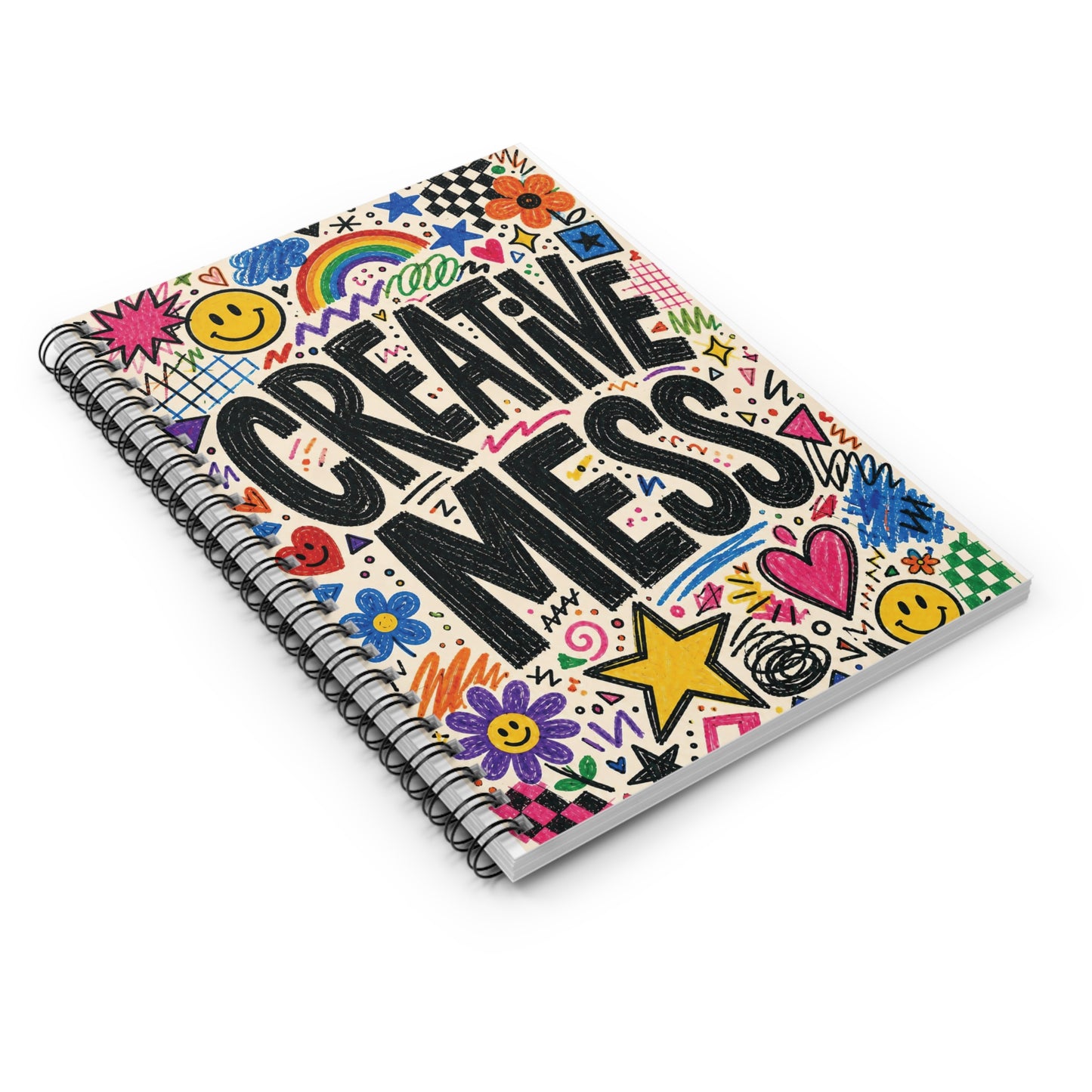 Creative Mess Spiral Notebook | Ruled Journal, Doodle Art Cover