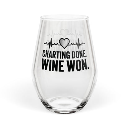 Charting Done Wine Won Stemless Wine Glass | Nurse Wine Glass
