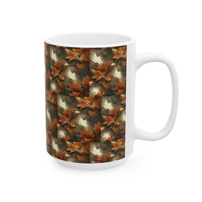 Autumn Leaves Ceramic Mug, Fall Drinkware, Coffee Tea Cup, Seasonal Home Decor, Gift for Nature Lovers