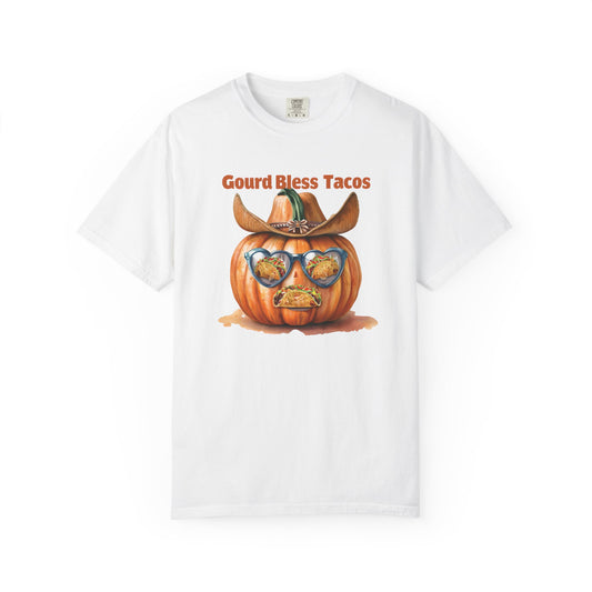 Funny Halloween T-Shirt, Gourd Bless Tacos Tee, Unisex Graphic Tee, Taco Lover Shirt, Fall Festival Apparel, Cute Pumpkin Shirt