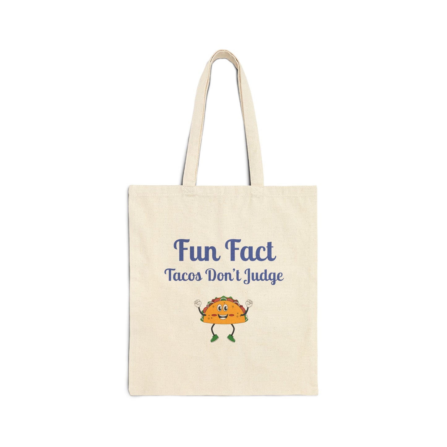 Fun Taco Fact Cotton Canvas Tote Bag | Humorous Grocery Bag, Eco-Friendly Tote, Gift for Food Lovers, Kitchen Humor