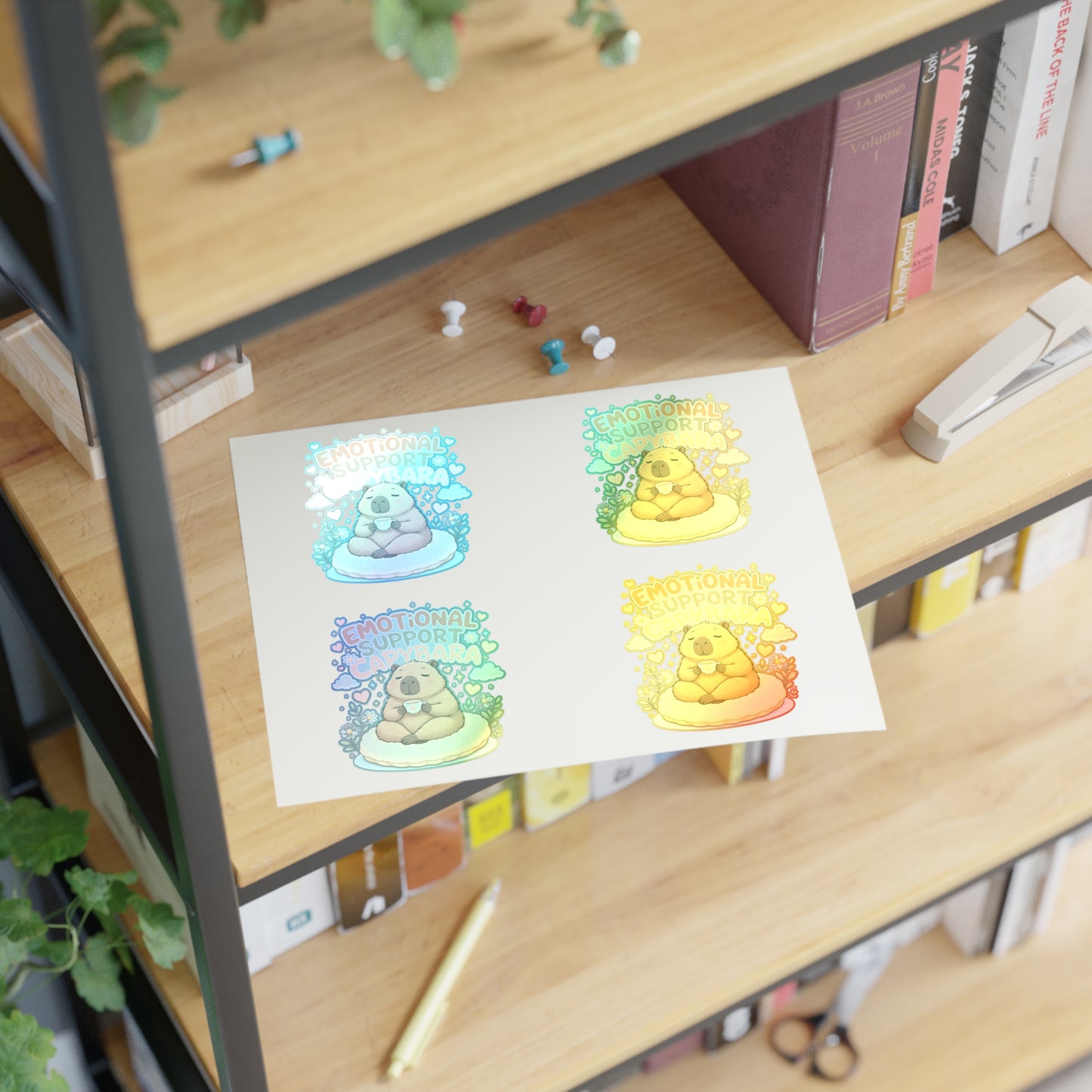 Emotional Support Capybara Sticker Sheet | 4 Cute Capybara Stickers