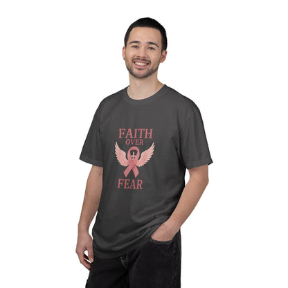 Faith Over Fear Unisex T-Shirt, Inspirational Shirt, Breast Cancer Awareness Tee, Gift for Support, Everyday Casual Wear