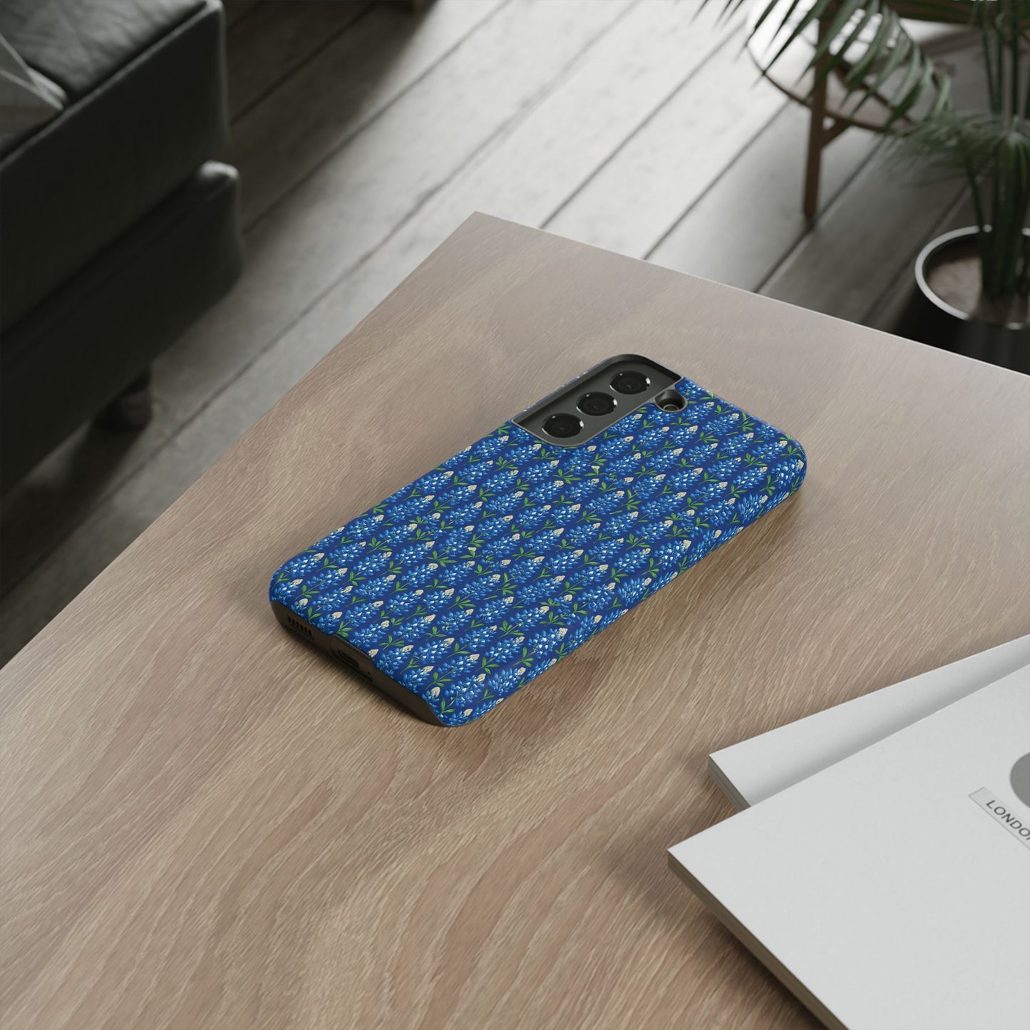 Phone Case, Texas Bluebonnet Tough Case, Navy Floral Phone Cover, Protective iPhone Case, Samsung Galaxy Case, Texas Wildflower Gift