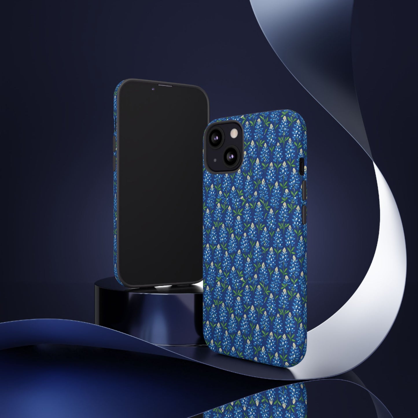 Phone Case, Texas Bluebonnet Tough Case, Navy Floral Phone Cover, Protective iPhone Case, Samsung Galaxy Case, Texas Wildflower Gift
