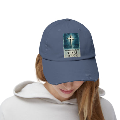 Cap, Anchored in Faith Texas Tough Distressed Hat, Unisex Baseball Cap, Texas Strength Tragedy Gift, Faithful Gift, Inspirational Headwear,