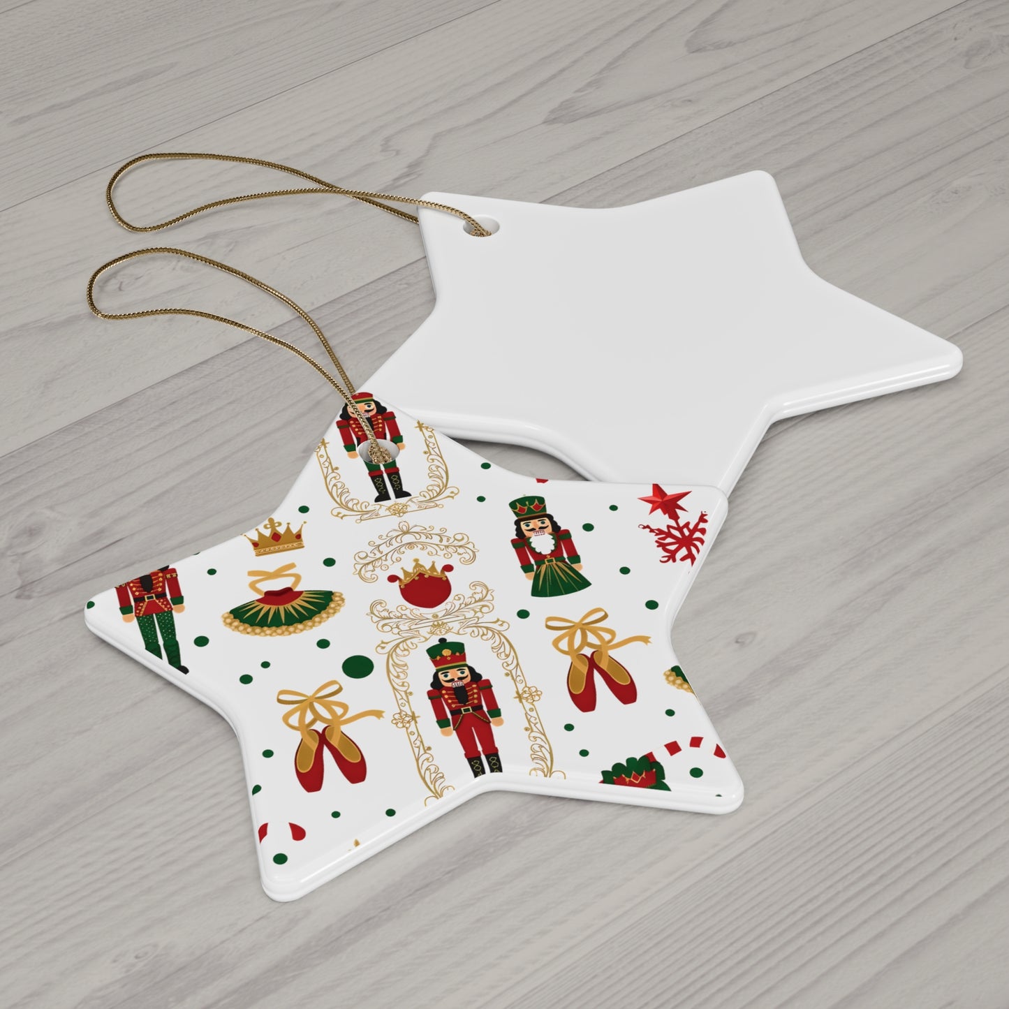 Nutcracker Pattern Ceramic Ornament | Star Shape Christmas Ornament