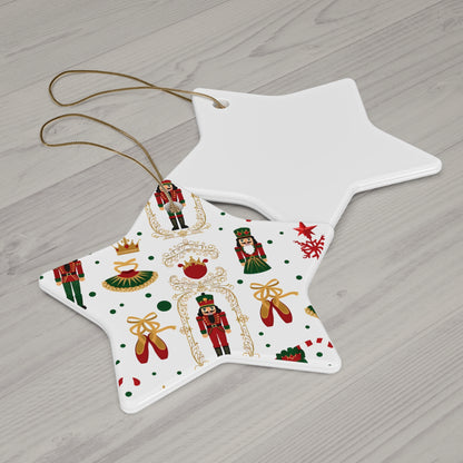 Nutcracker Pattern Ceramic Ornament | Star Shape Christmas Ornament