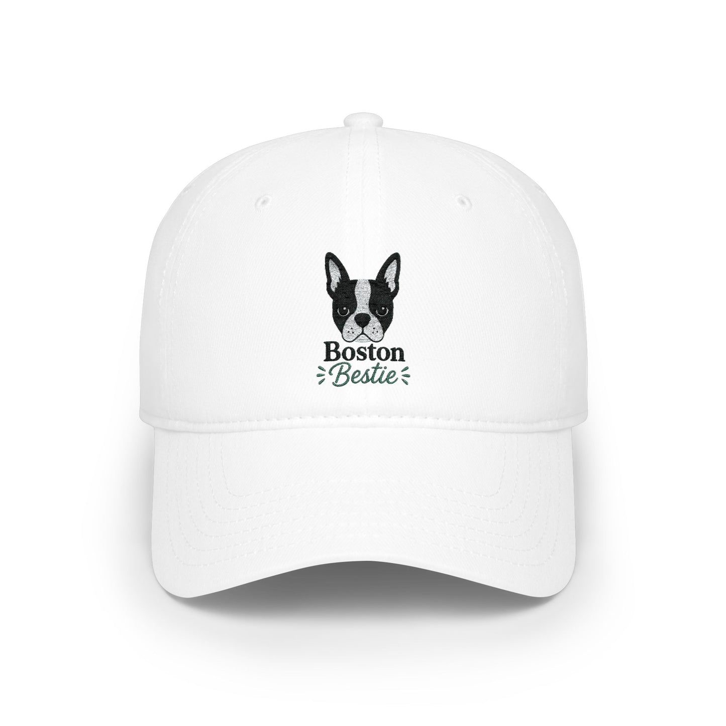 Boston Terrier Low Profile Baseball Cap — Embroidered Dog Face Hat
